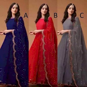 HEAVY SCALLOP DUPATTA WITH FRILL ANARKALI AT INDIAN VELVET