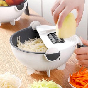 New 11 in 1 Multifunction Magic Rotate Vegetable Cutter with Drain Basket Vegetables Chopper Veggie Slicer Kitchen Tool with 8 Dicing Blades