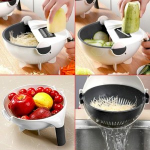 New 9in 1 Multifunction Magic Rotate Vegetable Cutter with Drain Basket Vegetables Chopper Veggie Slicer Kitchen Tool-1009