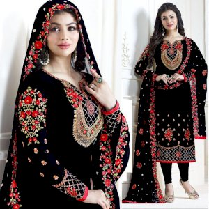 Ayesha Takia Straight Cut Salwar Suits Black