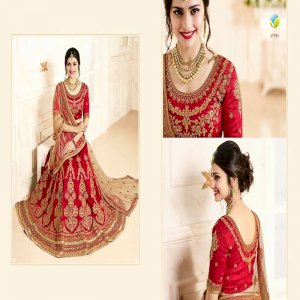 Womens Heavy Embroidery Bridal Lehenga Replica-1945