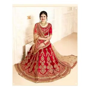 Womens Heavy Embroidery Bridal Lehenga Replica-1945