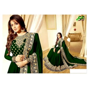 Black Georgette Embroidered Semi Stitched Anarkali Salwar Suit With Dupatta-1935