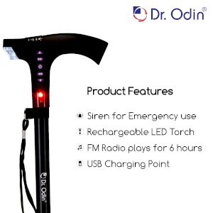 CosmoCare Dr.Odin Smart Walking Stick With Fm Radio, Siren & Torch- 09A
