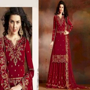 Wedding Wear Heavy Embroidered Work Sharara Style Salwar Suit 4669