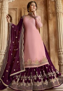 Drashti Dhami Pink Embroidered Kurti Style Lehenga 4668