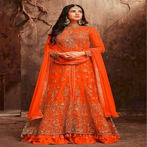 Net Embroidery And Stone Work Anarkali Suit-4603