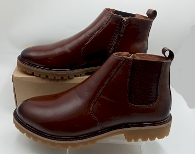 100% Leather High Top Boots Flat For Men