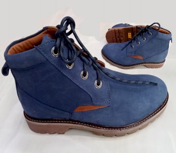 100% Leather High Top Boots Flat For Men