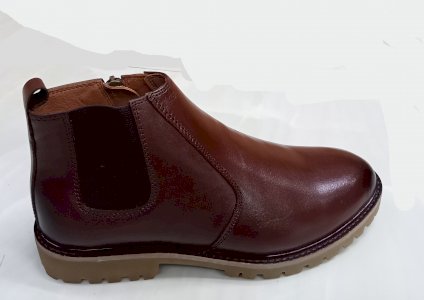 100% Leather High Top Boots Flat For Men