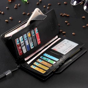 Wallets Top Quality Male Clutch Phone Bag Leather Men Big Capacity Wallet Men Purse Zipper Coin Pocket