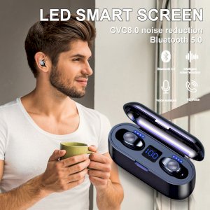 Wireless Bluetooth Headphone Touch & Digital LED Display With 2000mAh Power Bank Headset With Microphone.. FREE Oraimo Headphone