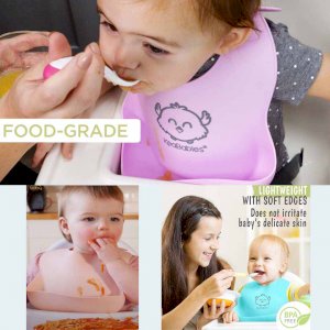 Waterproof Baby  Silicone Infants Drool Feeding Bucket Bibs.