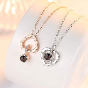 100 I Love You Language Projection Pendant Necklace Romantic Touching Gift