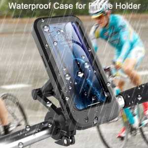 Waterproof Bike Phone Holder Case Universal Motorcycle Bicycle Phone Mount 360 Rotation Adjustable Handlebar Clip Stand