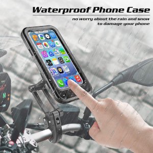 Waterproof Bike Phone Holder Case Universal Motorcycle Bicycle Phone Mount 360 Rotation Adjustable Handlebar Clip Stand