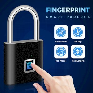 Fingerprint Padlock, Keyless Smart Lock Thumbprint Padlock Portable Security Locker for Door,Bicycle,Scooter,Tool Box