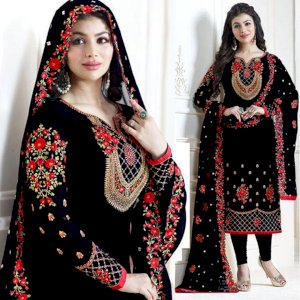 Ayesha Takia Black Georgette Embroidery Churidar Salwar Kameez 