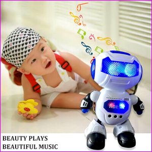 360 Rotating Space Dancing Robot Kids Musical Walking Toys Lighten Electronic Robots