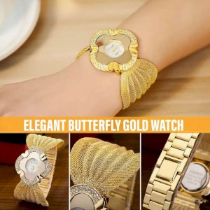 Elegant Butterfly Gold Watch
