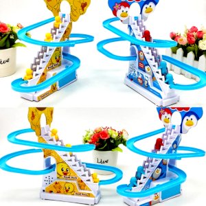 Duck Slide Toy Set, Funny Automatic Stair-Climbing Ducklings Cartoon Race 