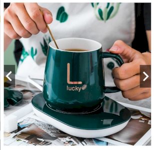 SS Gift Cup 55 Degree Electronic Smart Intelligent Ceramic Mug Warmer Constant Temperature