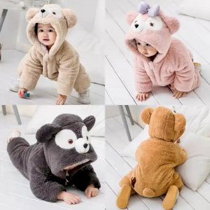 2022 Baby Winter Romper Clothes Cartoon Baby Costume Flannel Baby Girl Clothes Animal Romper Jumpsuit Warm Newborn Infant Romper