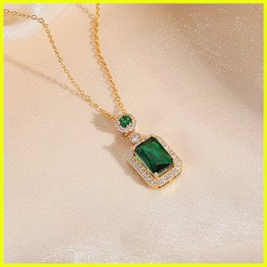 Women 18k Gold Cubic Zirconia Necklace Gift Box