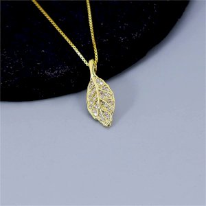 Gold Plated Leaf Pendant Necklace 