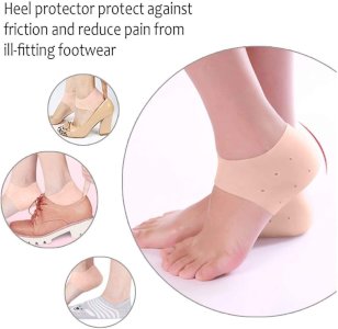 Silicone Gel Heel Protector - Plantar Fasciitis Soft Socks for Hard, Cracked, Dry Skin- One Pair