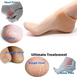 Silicone Gel Heel Protector - Plantar Fasciitis Soft Socks for Hard, Cracked, Dry Skin- One Pair