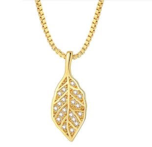 Gold Plated Leaf Pendant Necklace 