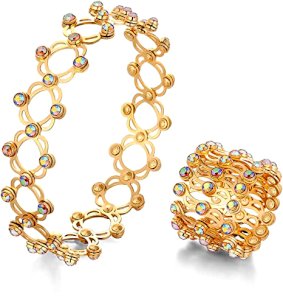 Folding 2-in-1 Bracelet Adjustable Finger Rings for Women 