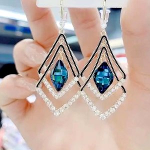Blue Zircon Tear Drop Dangle Earrings Sterling Silver Hook Earrings Gemstones Jewelry Wedding Bridal Jewelry