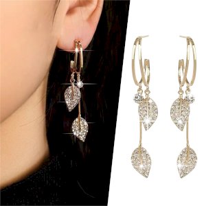 Leaf Diamond Earrings Spiral Shape Earring