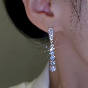 Zircon Long Tassel Gold Colour Earrings For Women Personality Fashion Earrings 