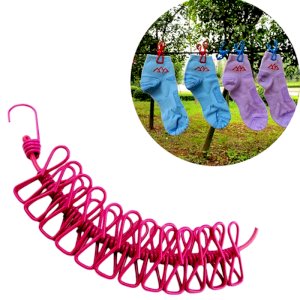 180cm 12 Clips Multifunction Drying Rack Clothes Line with Cloth Hangers Steel Clothes Line Pegs Portable Travel Clothesline