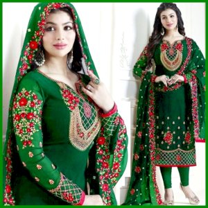 Shilpa Shetty Blue Georgette Embroidery Churidar Salwar Kameez