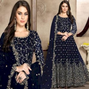 Navy blue Indian Georgette gown 