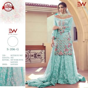indian rishika soft silk Net embroidery gharara