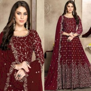 Indian Georgette gown  Meroon  Color